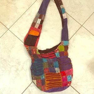 Organic Cotton Patchwork Messenger Crossbody Bag